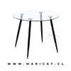 Mesa Redonda Lyon de Vidrio con Patas de Metal color negro – Black