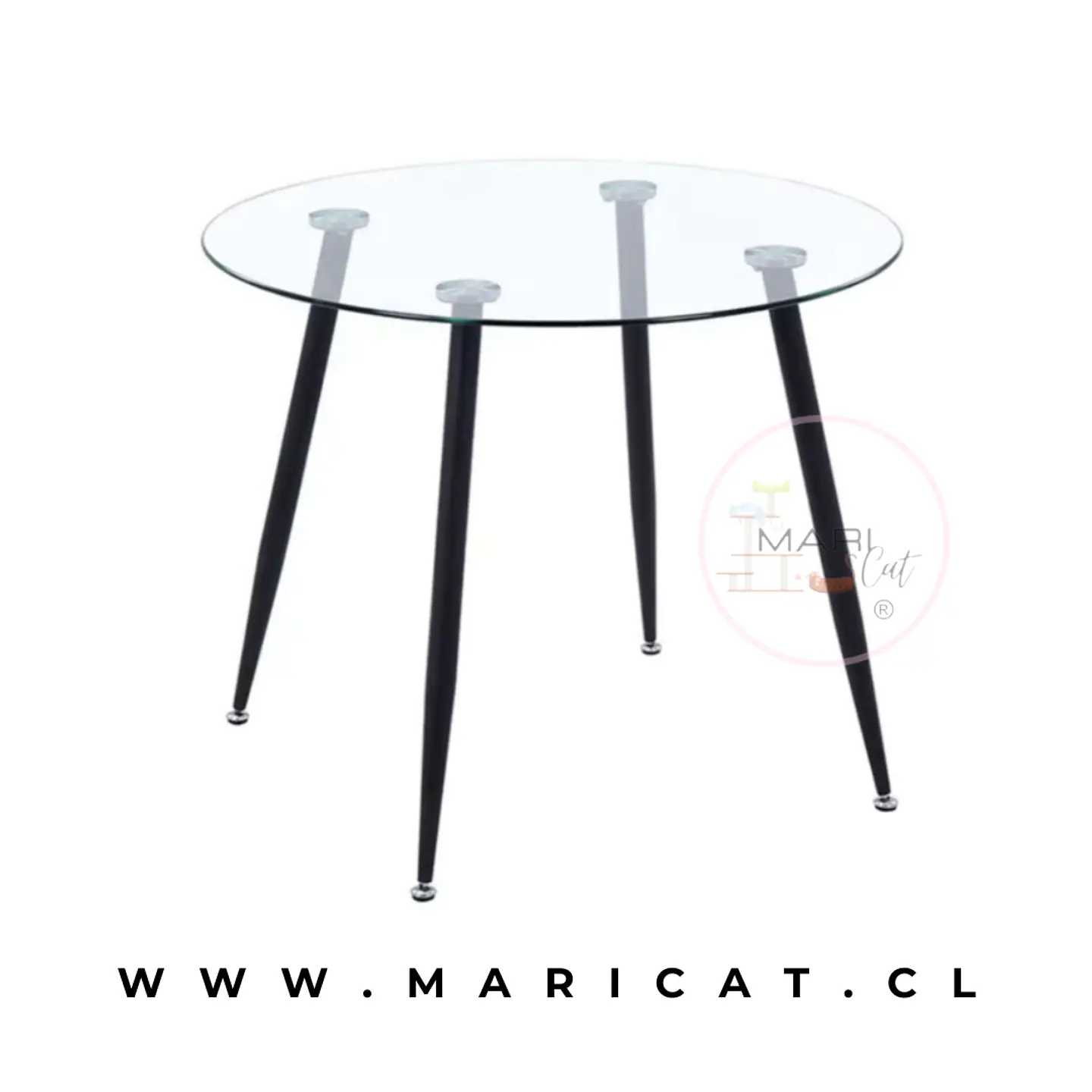 Mesa Redonda Lyon Vidrio metal Negro Black-comedor restaurant oficina 3