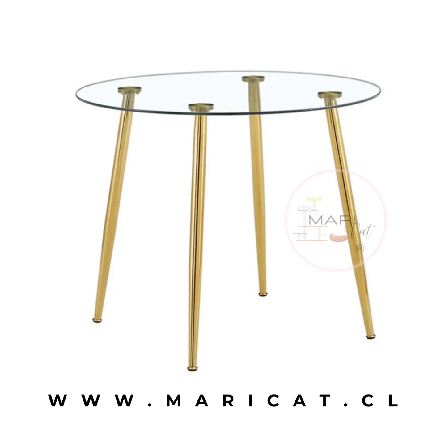 Mesa Redonda Lyon Vidrio metal Gold-comedor restaurant oficina 3