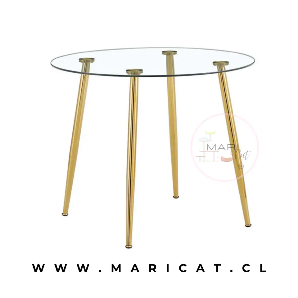 Mesa Redonda Lyon Vidrio metal Gold-comedor restaurant oficina 3