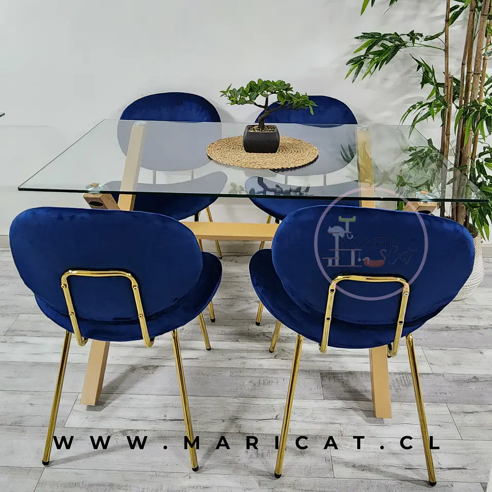 Comedor Rectangular Vidrio 4 Sillas Crossback – Mesa 130x80cm 2