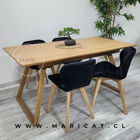 Comedor Rectangular Melamina 4 Sillas Velvet – Mesa 100cm