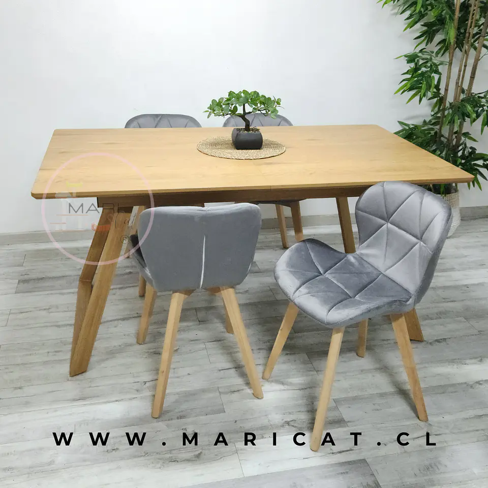 Comedor Rectangular Melamina 4 Sillas Velvet – Mesa 100cm 7
