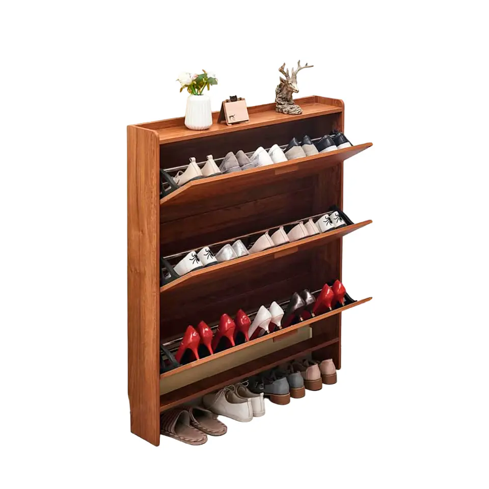 Zapatero Wood tres niveles MDF-Recibidor Dormitorio multiuso 3