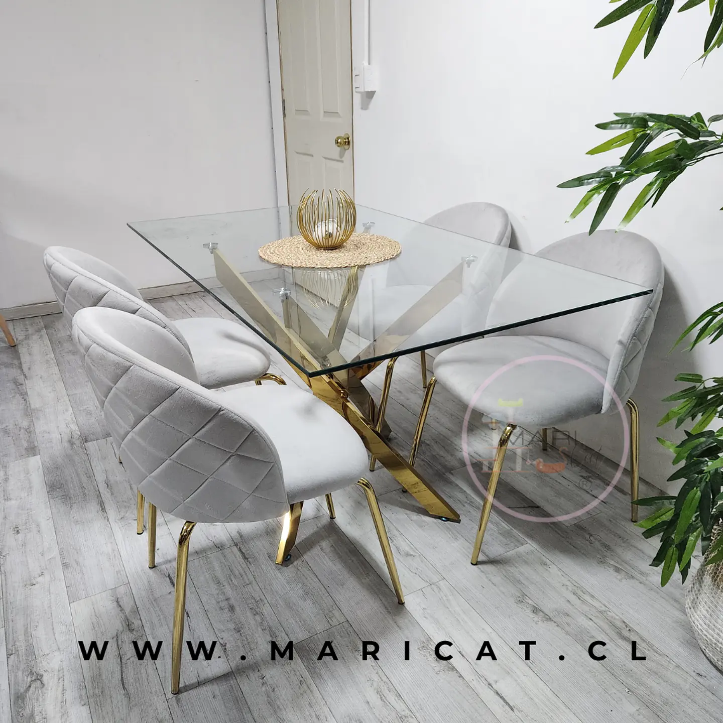 Comedor Rectangular Vidrio 4 Sillas Velvet – Mesa 140x80cm 5