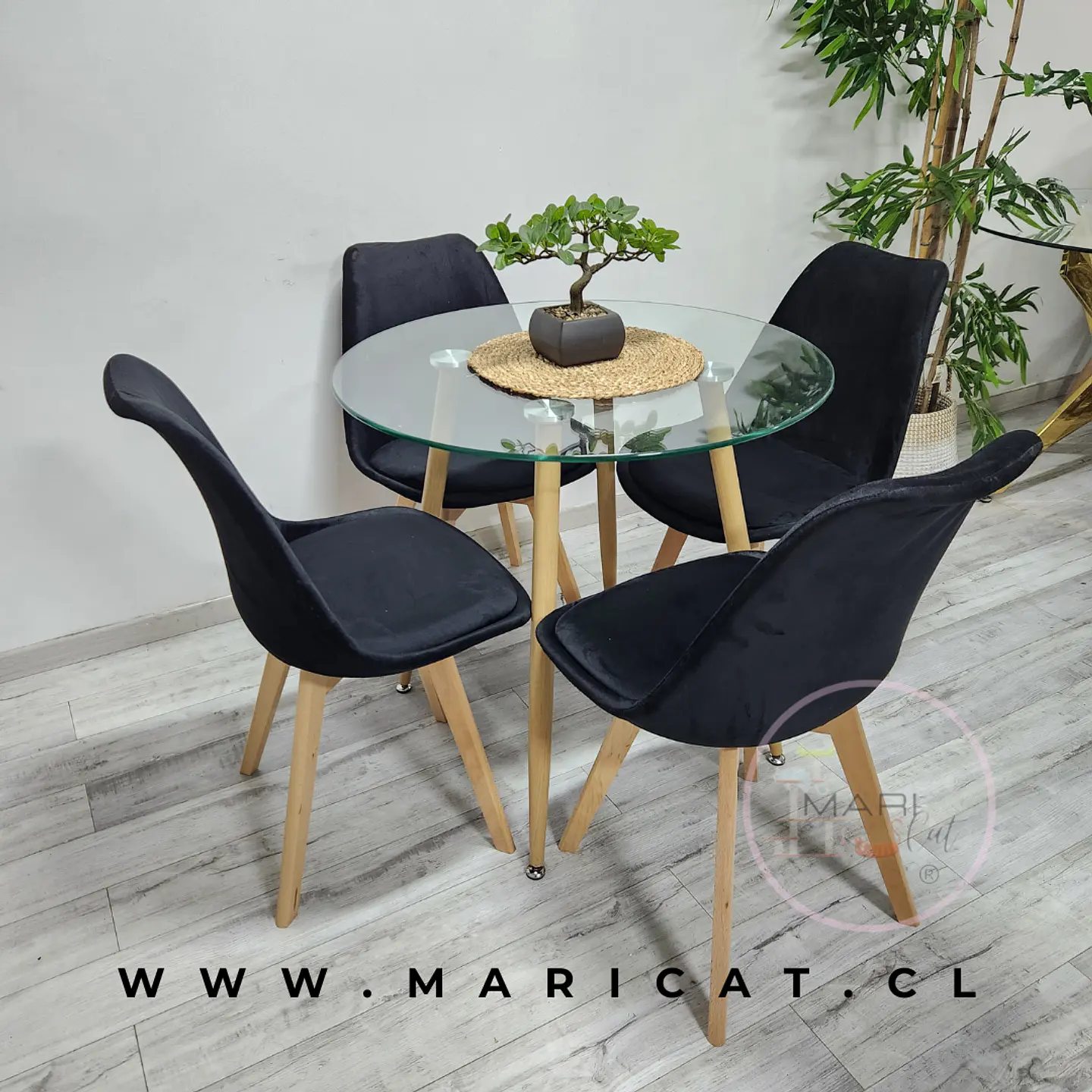 Comedor Redondo Vidrio 4 Sillas Tulip – Mesa 80cm 2