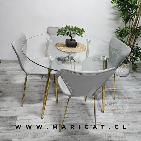 Comedor Redondo Vidrio 4 Sillas Eames – Mesa 80cm