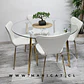 Comedor Redondo Mesa Lyon Metal Gold Vidrio + 4 Sillas  Corazón Moderna - Miniatura 1