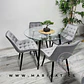 Mesa Redonda Vidrio Lyon Metal Black + Silla Macron Velvet Black - Miniatura 2
