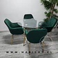 Comedor Redondo Mesa Lyon Metal Gold de Vidrio + 4 Sillones Velvet Bagual  - Miniatura 4