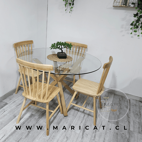 Mesa Warwick Redonda + Silla Windsor Cross de Madera