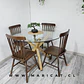 Comedor Redondo Mesa Madrid Warwick Vidrio + 4 Sillas Windsor Cross de Madera - Miniatura 4