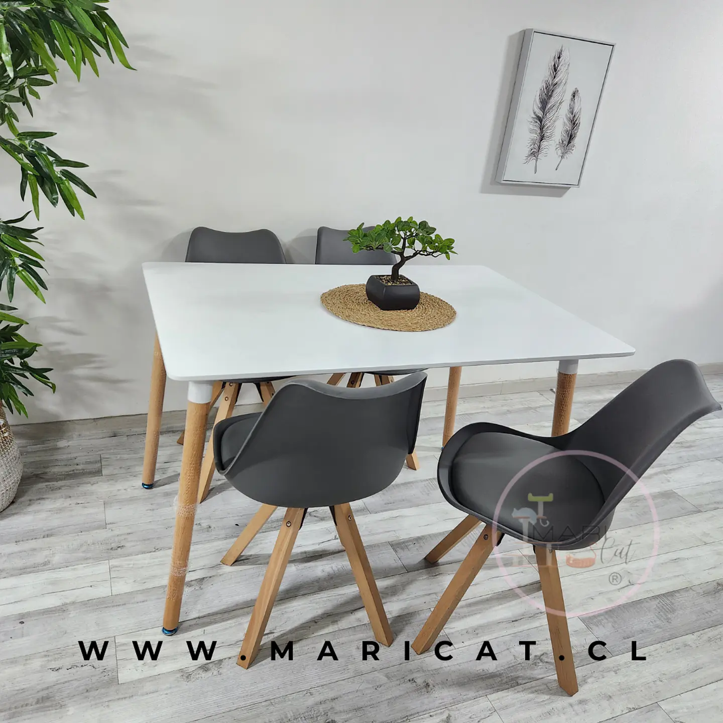 Comedor Rectangular Melamina 4 Sillas Tulip Nordic – Mesa 120x80cm 1
