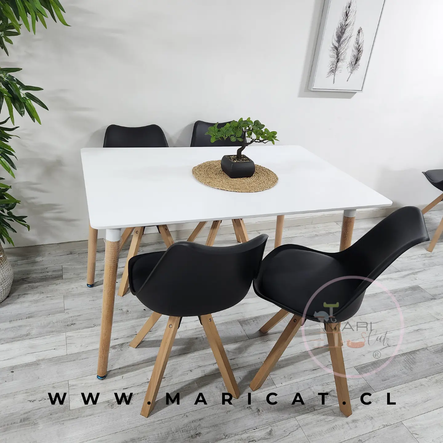 Comedor Rectangular Melamina 4 Sillas Tulip Nordic – Mesa 120x80cm 2