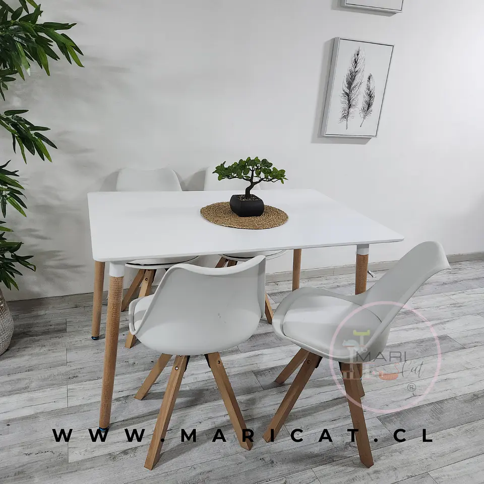 Comedor Rectangular Melamina 4 Sillas Tulip Nordic – Mesa 120x80cm 9