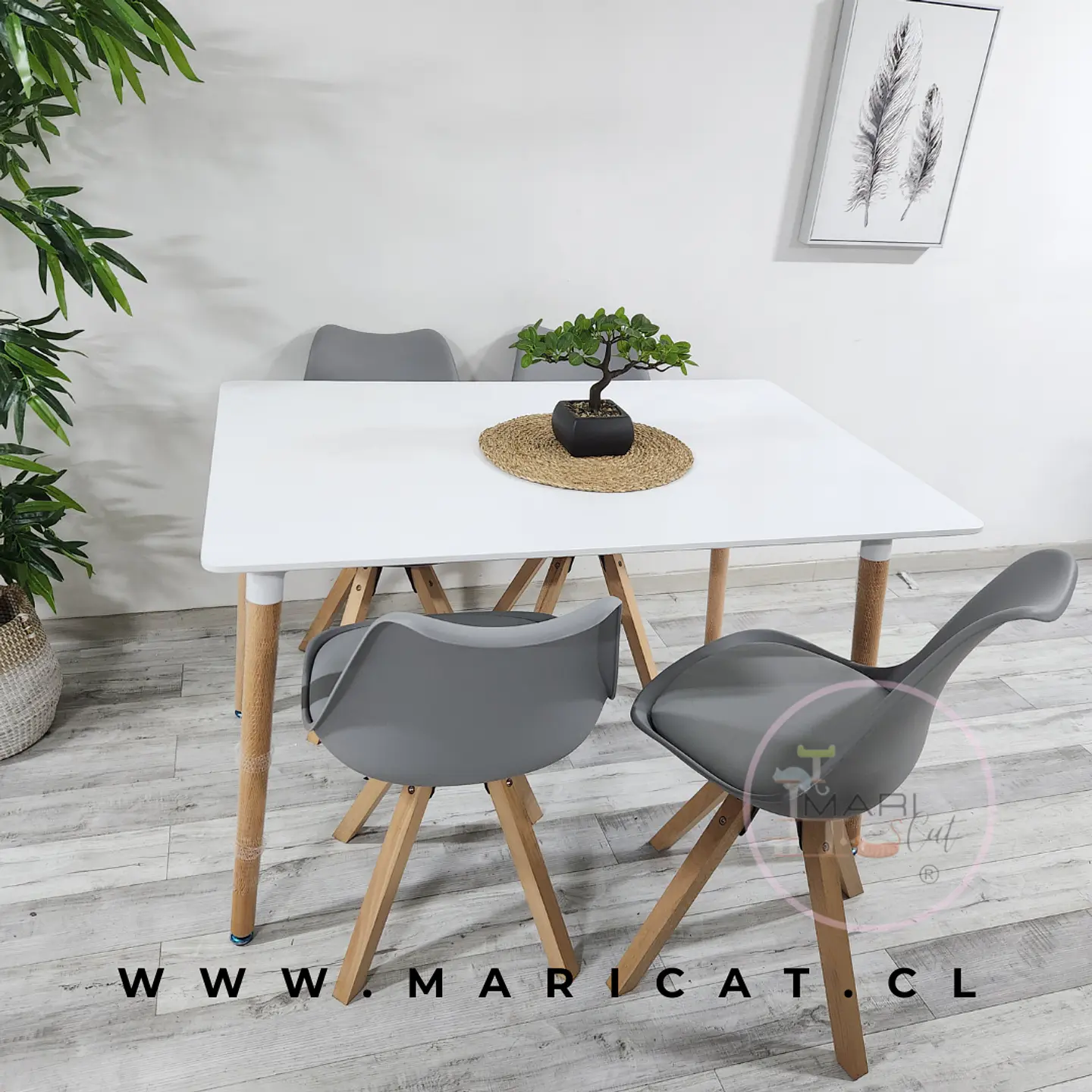 Comedor Rectangular Melamina 4 Sillas Tulip Nordic – Mesa 120x80cm 3
