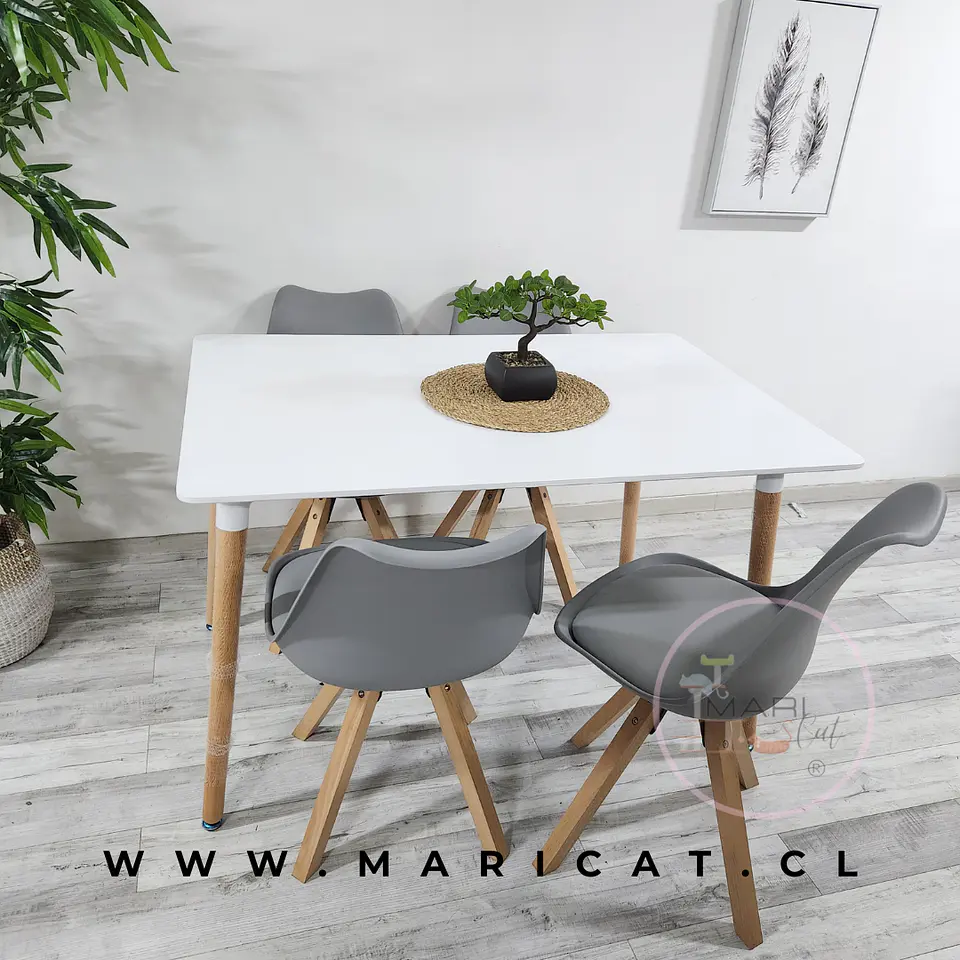 Comedor Rectangular Melamina 4 Sillas Tulip Nordic – Mesa 120x80cm 3