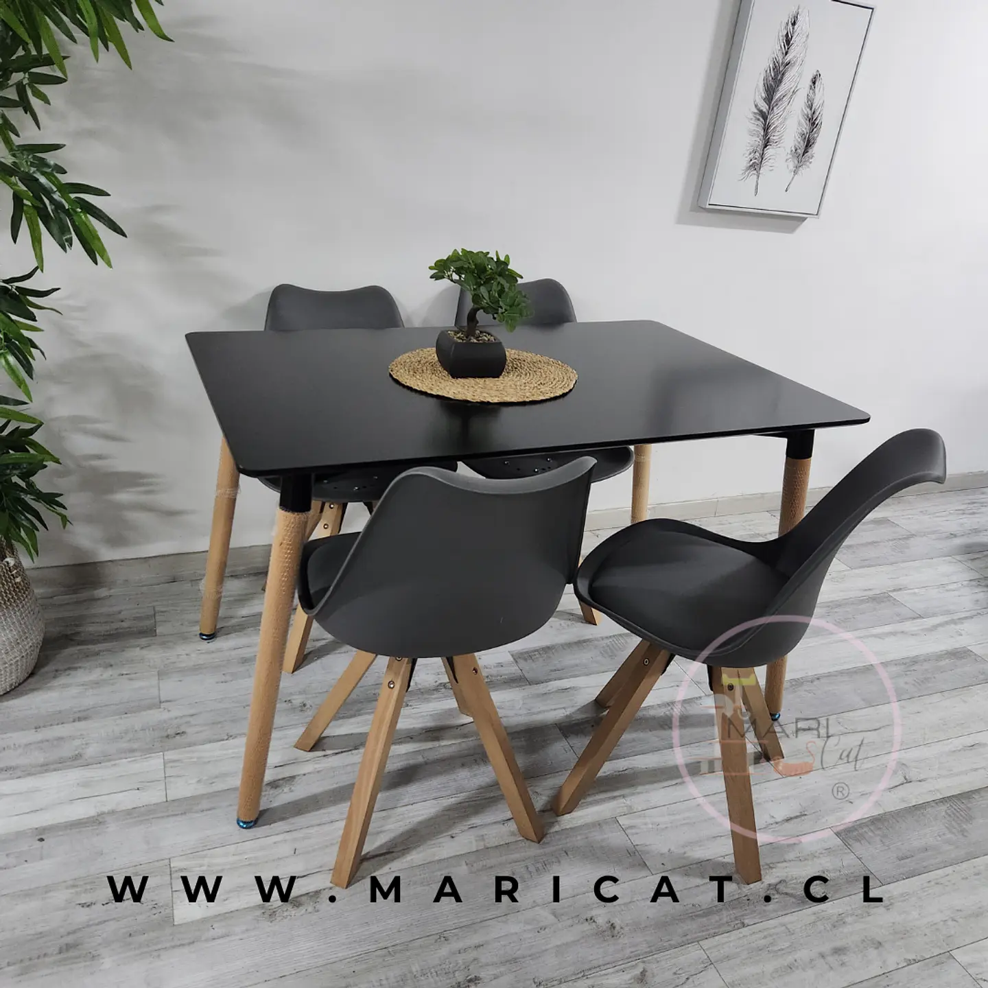 Comedor Rectangular Melamina 4 Sillas Tulip Nordic – Mesa 120x80cm 4