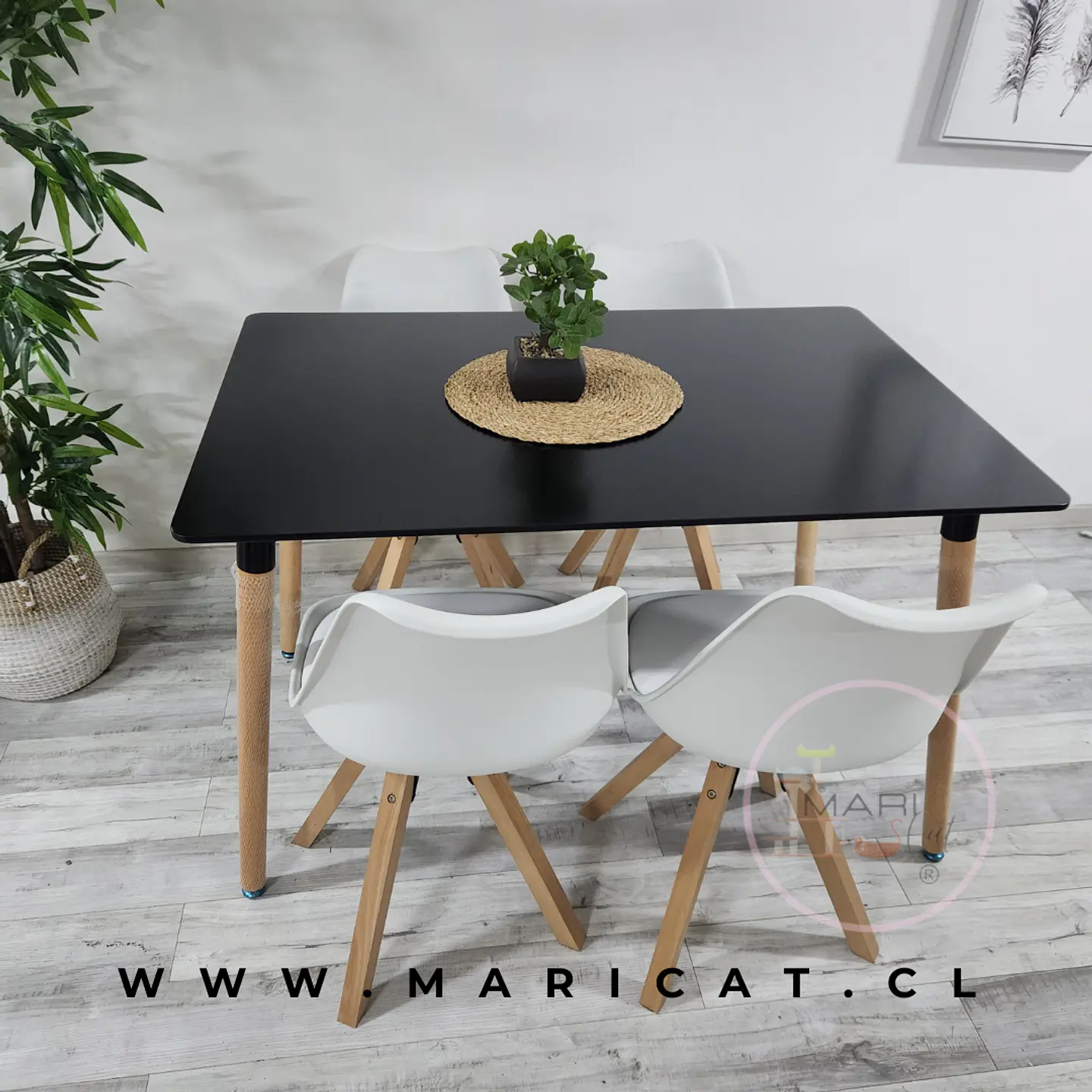 Comedor Rectangular Melamina 4 Sillas Tulip Nordic – Mesa 120x80cm 8