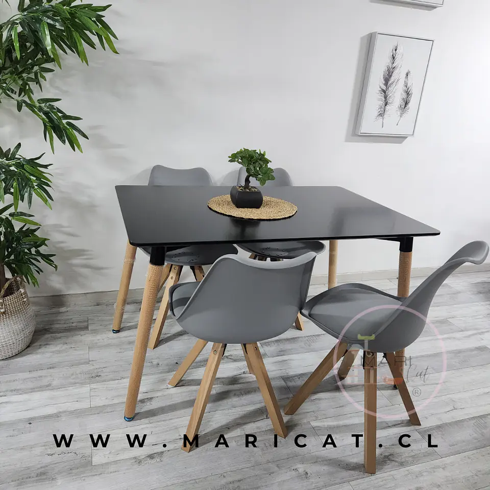 Comedor Rectangular Melamina 4 Sillas Tulip Nordic – Mesa 120x80cm 6
