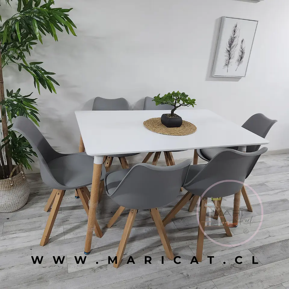 Comedor Rectangular Melamina 4 Sillas Tulip Nordic – Mesa 120x80cm 1