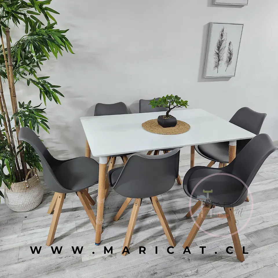 Comedor Rectangular Melamina 4 Sillas Tulip Nordic – Mesa 120x80cm 2