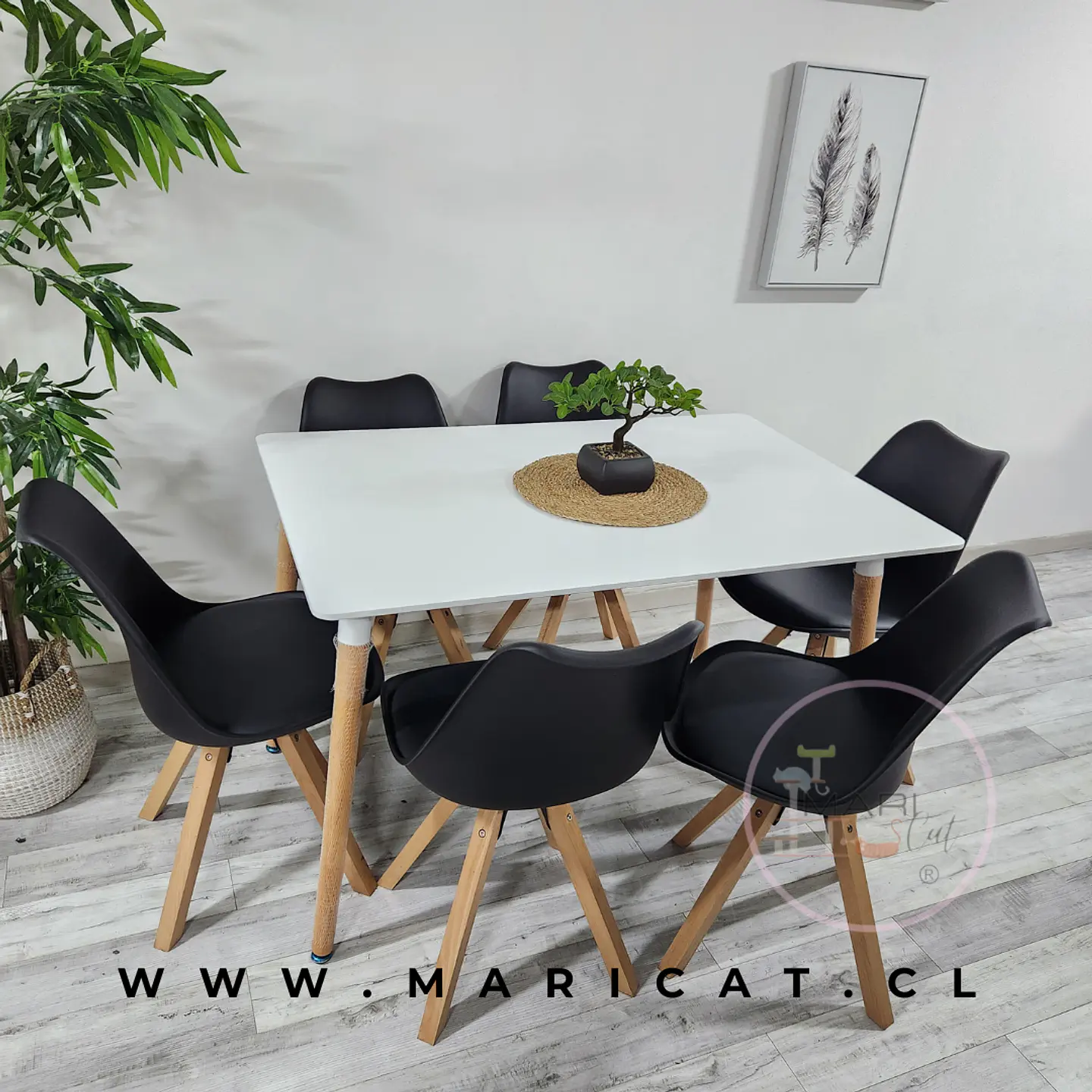 Comedor Rectangular Melamina 4 Sillas Tulip Nordic – Mesa 120x80cm 3
