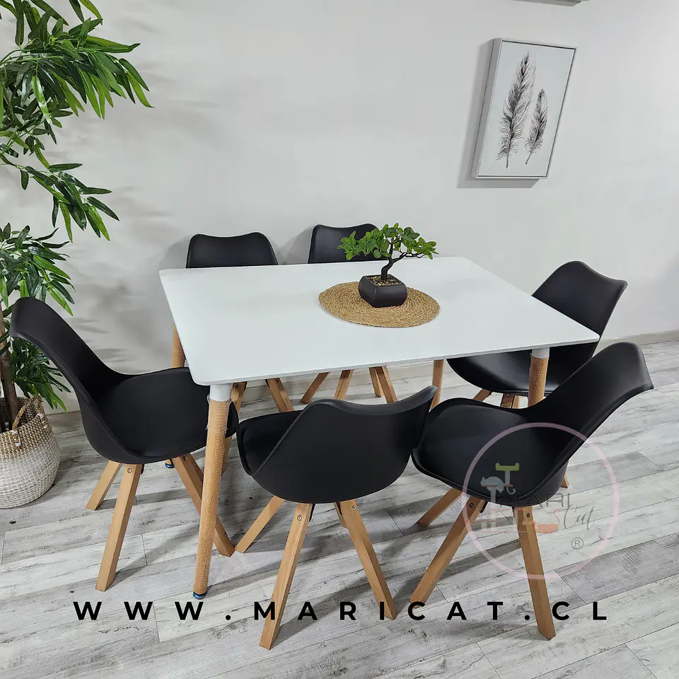 Comedor Rectangular Melamina 4 Sillas Tulip Nordic – Mesa 120x80cm 3
