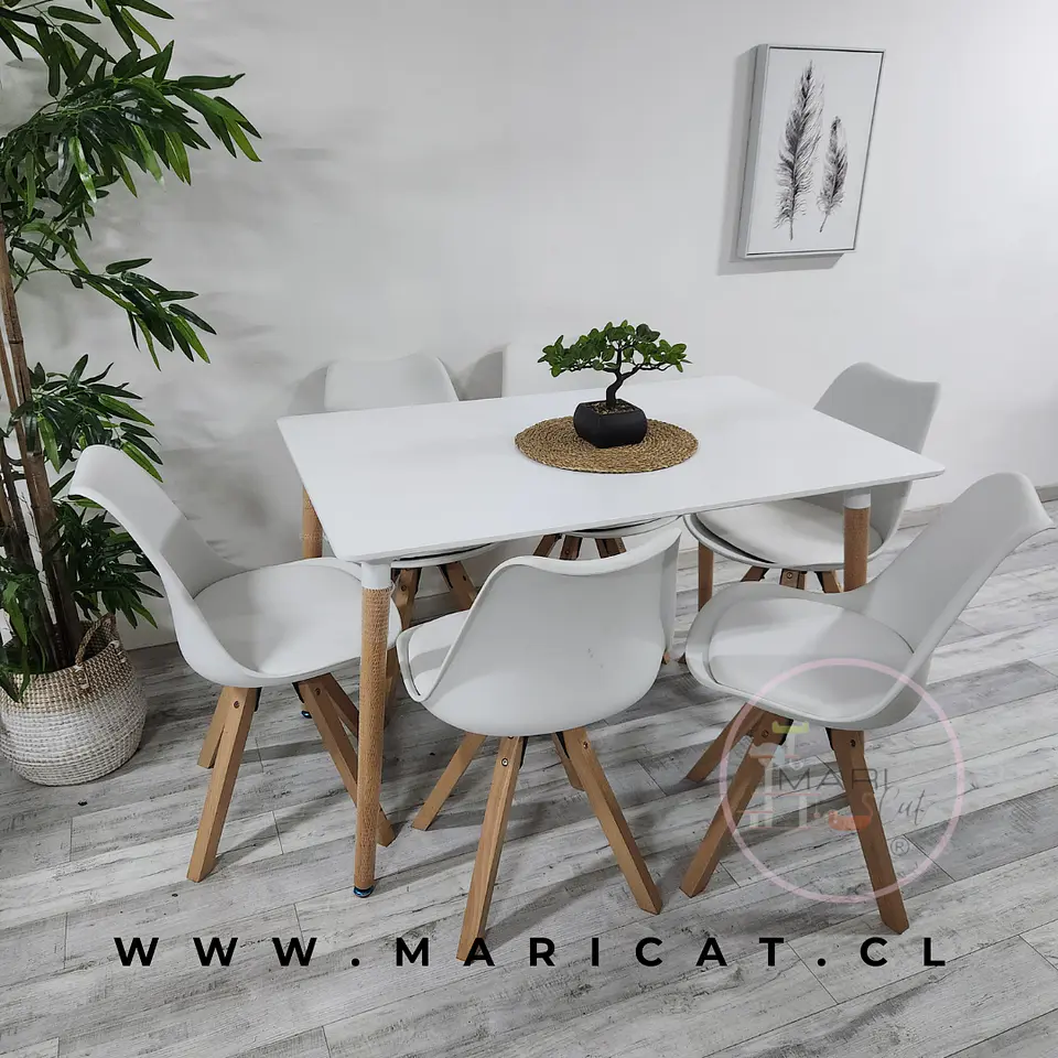 Comedor Rectangular Melamina 4 Sillas Tulip Nordic – Mesa 120x80cm 4