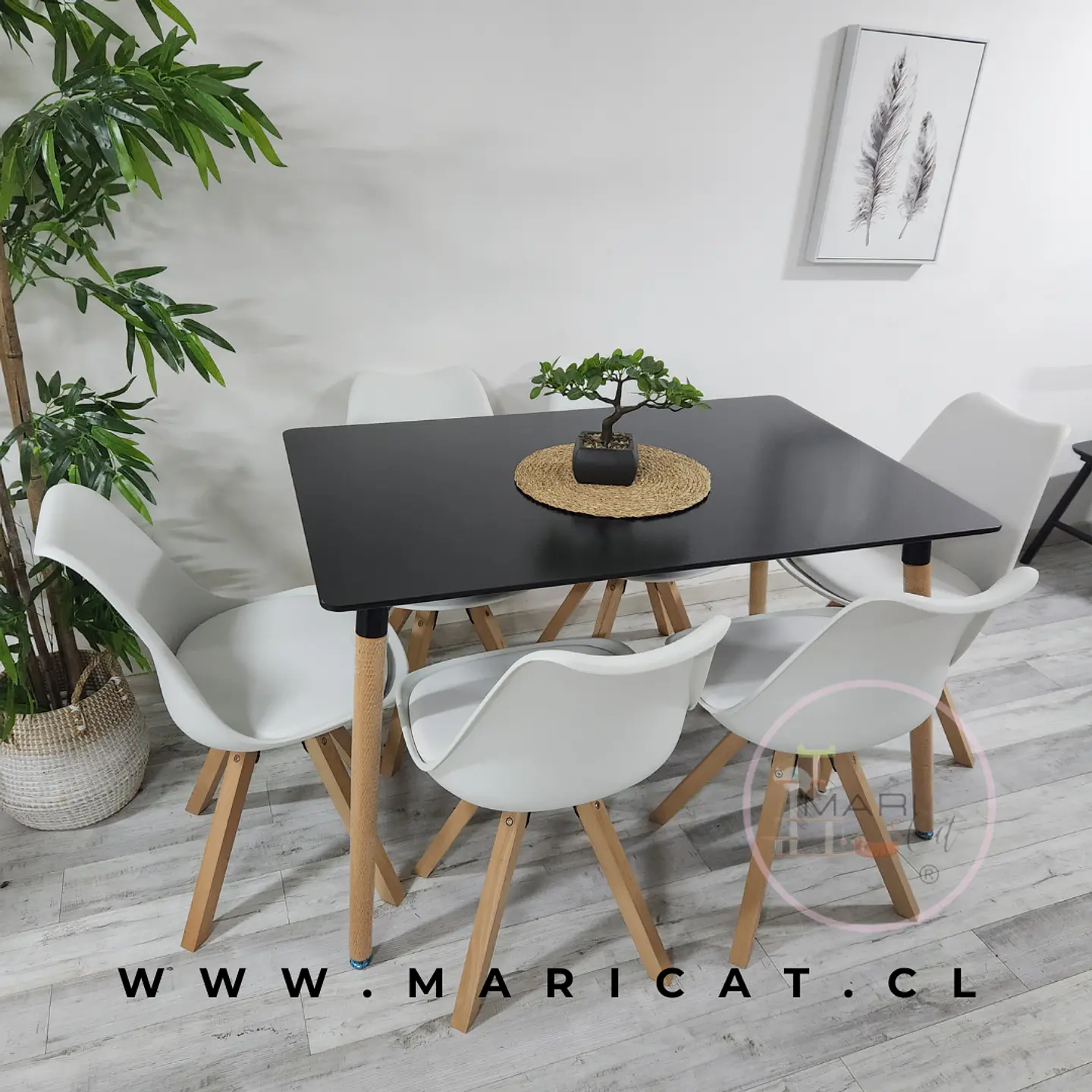 Comedor Rectangular Melamina 4 Sillas Tulip Nordic – Mesa 120x80cm 5