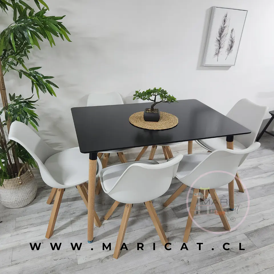Comedor Rectangular Melamina 4 Sillas Tulip Nordic – Mesa 120x80cm 5