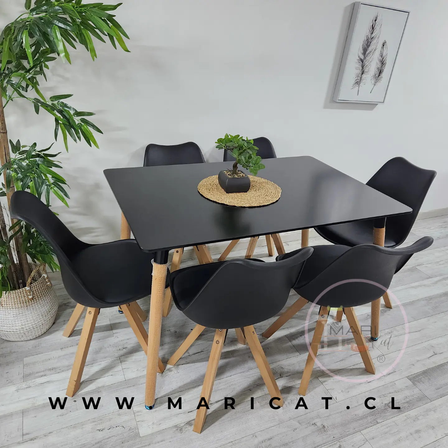 Comedor Rectangular Melamina 4 Sillas Tulip Nordic – Mesa 120x80cm 6