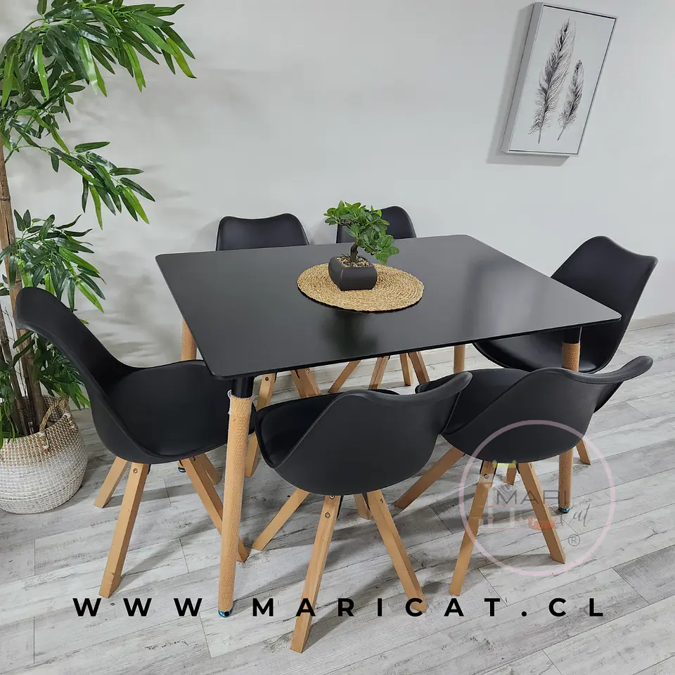 Comedor Rectangular Melamina 4 Sillas Tulip Nordic – Mesa 120x80cm 6