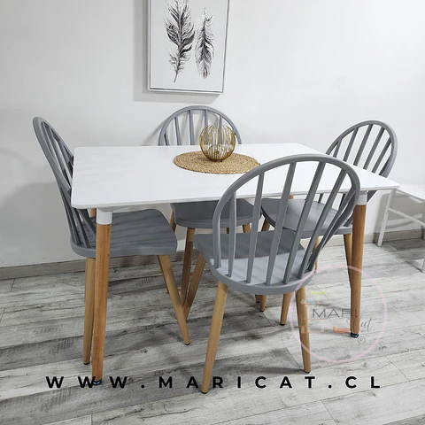 Comedor Rectangular Melamina 4 Sillas Dublin Windsor – Mesa 120x80cm