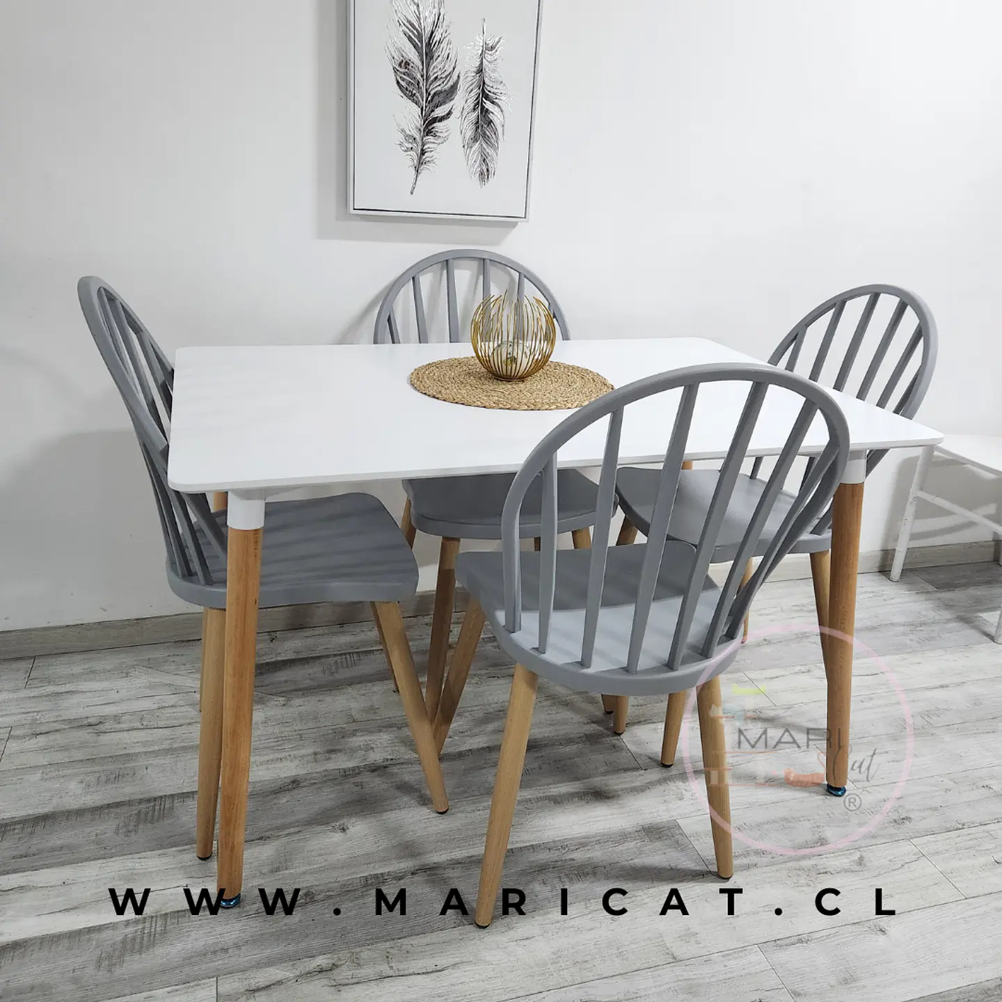 Comedor Rectangular Melamina 4 Sillas Dublin Windsor – Mesa 120x80cm 1