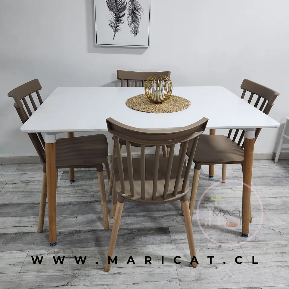Comedor Rectangular Melamina 4 Sillas Windsor – Mesa 130x80cm 1
