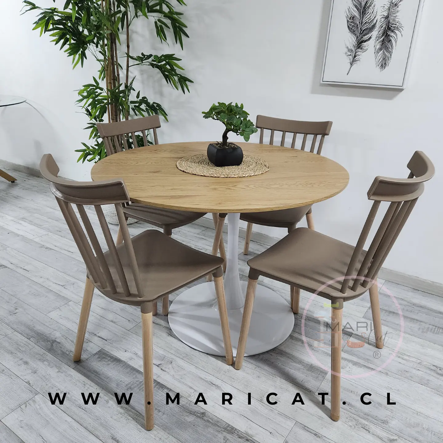 Comedor Redondo Melamina 4 Sillas Tulip – Mesa 80cm 1