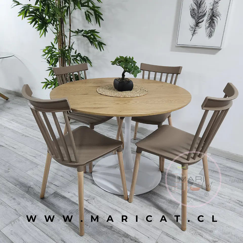 Comedor Redondo Melamina 4 Sillas Tulip – Mesa 80cm 1