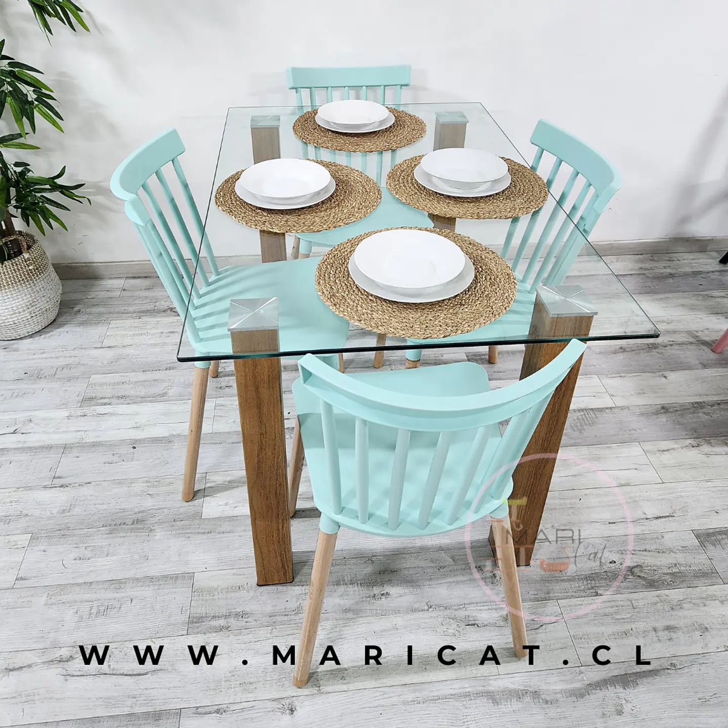 Comedor Rectangular Vidrio 4 Sillas Windsor – Mesa 80x75cm 3