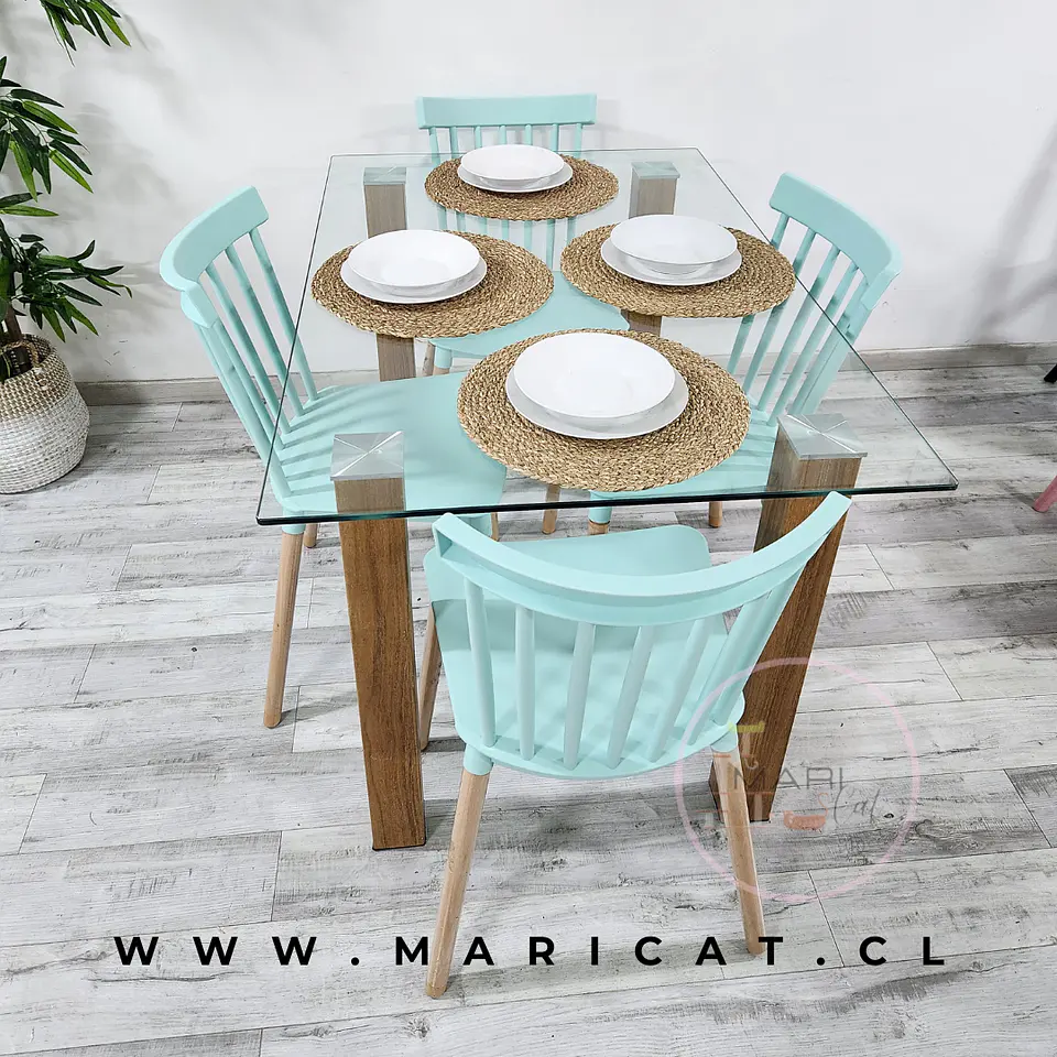 Comedor Rectangular Vidrio 4 Sillas Windsor – Mesa 80x75cm 3