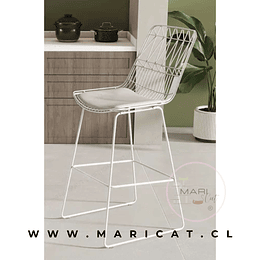 Taburete Alto Elegant 78 cm con Cojín Blanco – Estructura Metálica para Mesón Alto