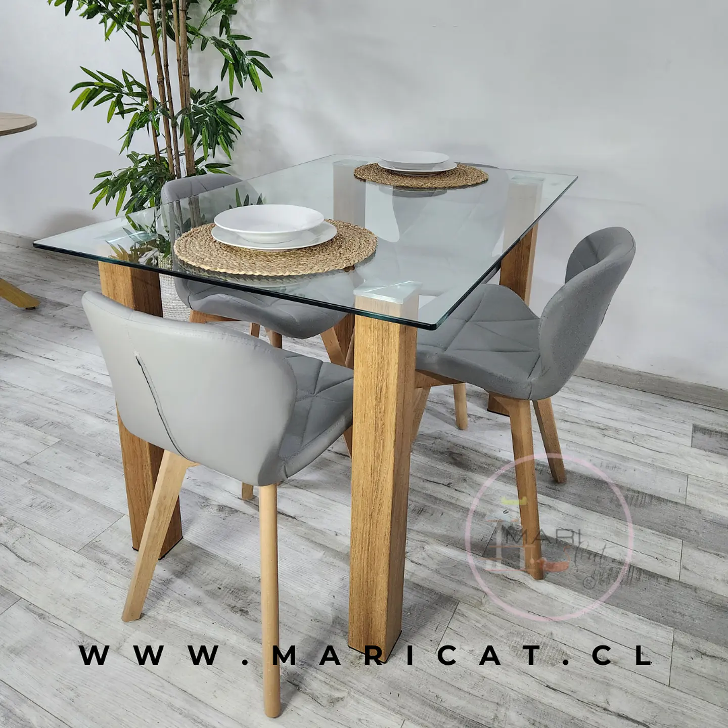 Comedor Rectangular Vidrio 4 Sillas Tulip – Mesa 80x75cm 1