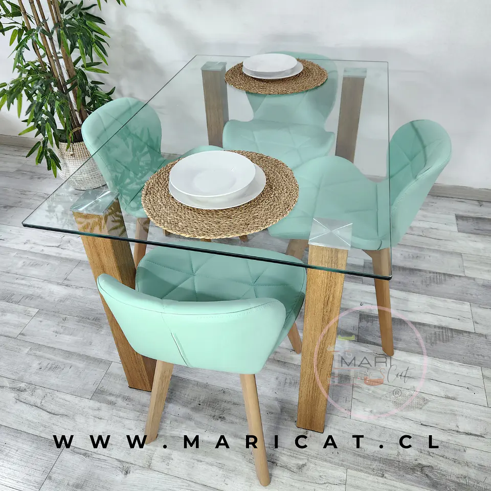 Comedor Rectangular Vidrio 4 Sillas Tulip – Mesa 80x75cm 2