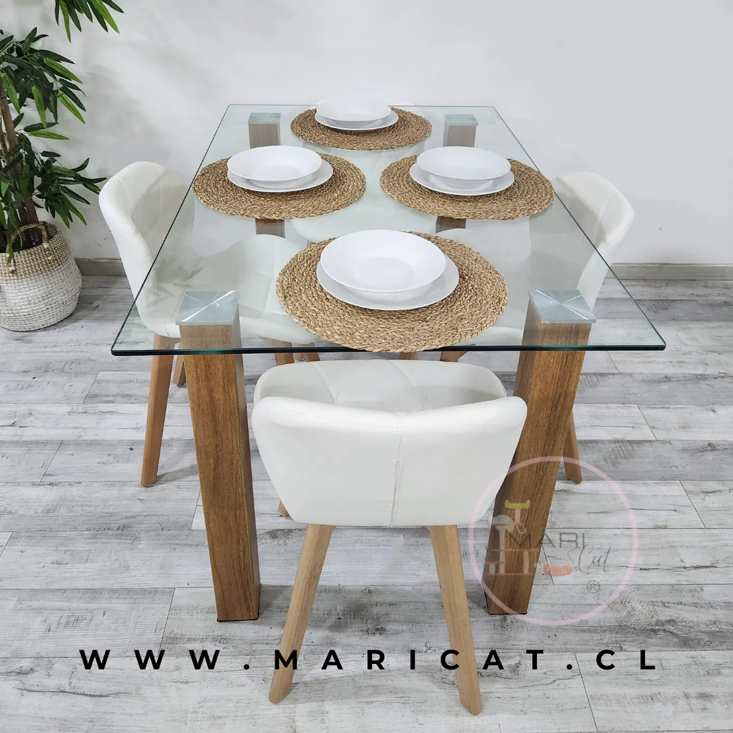 Comedor Rectangular Vidrio 4 Sillas Tulip – Mesa 80x75cm 3