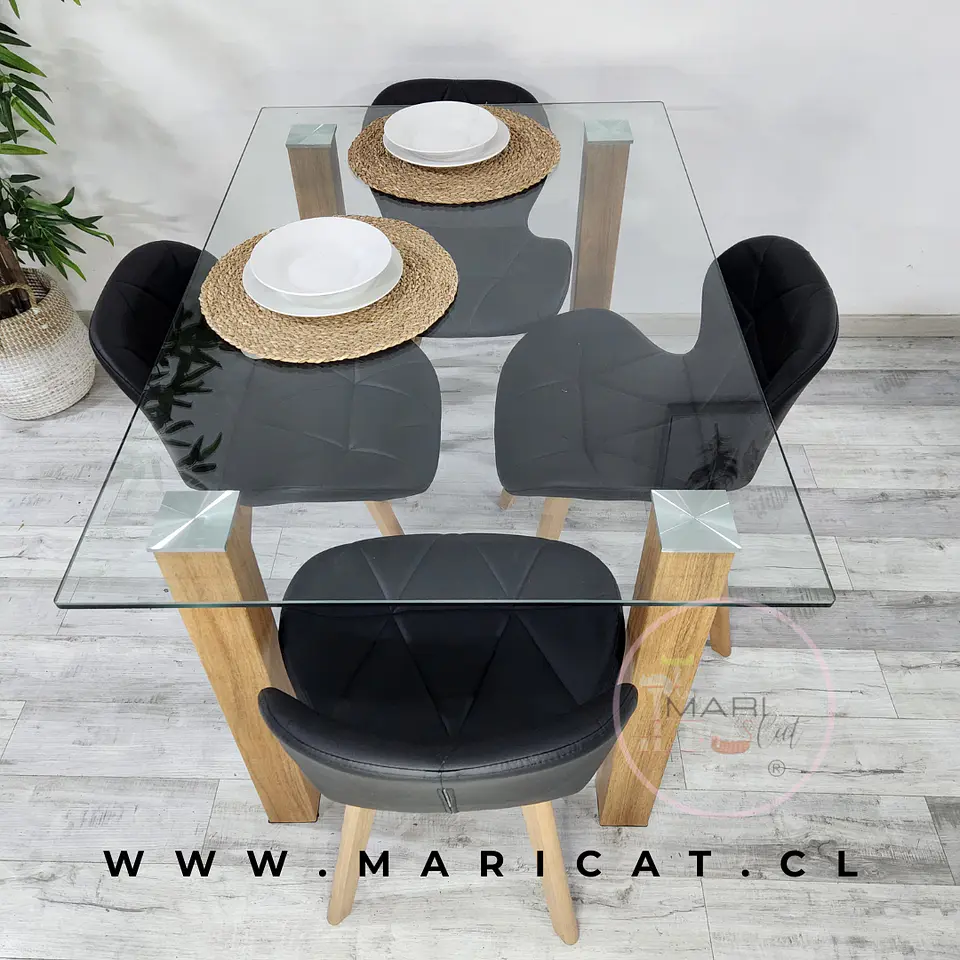 Comedor Rectangular Vidrio 4 Sillas Tulip – Mesa 80x75cm 4