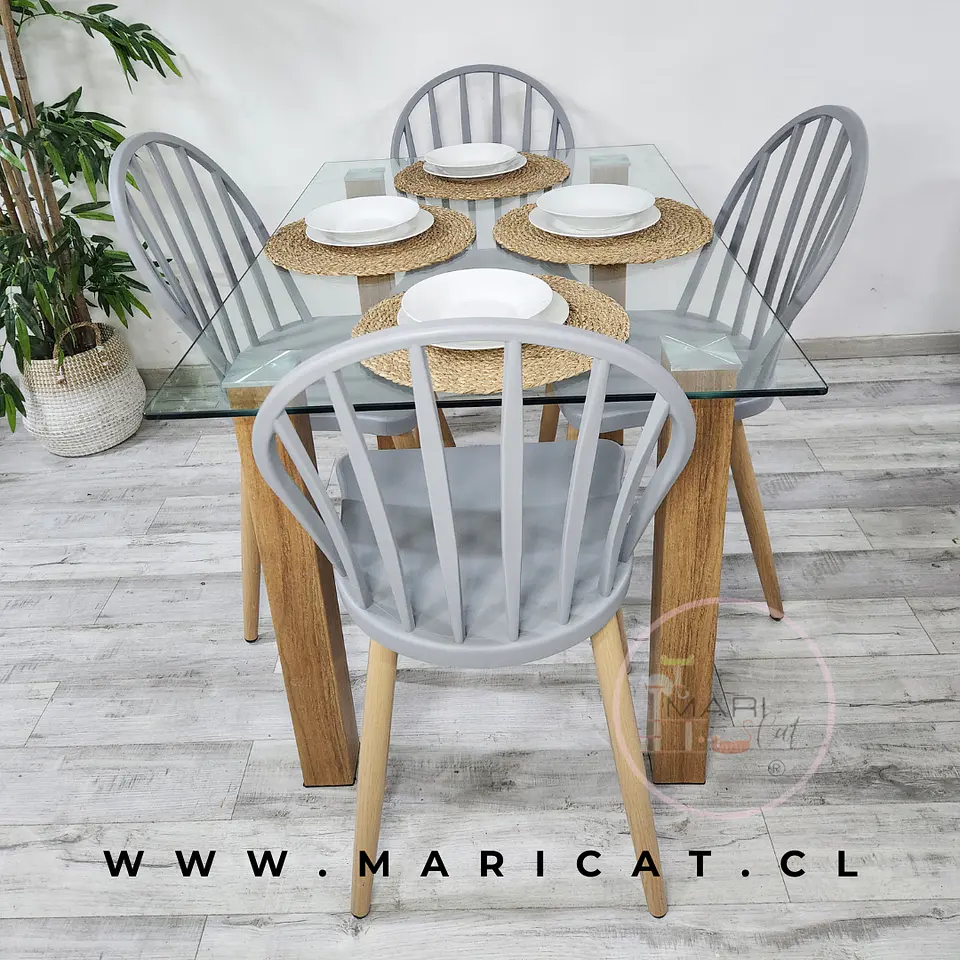 Comedor Rectangular Vidrio 4 Sillas Dublin Windsor – Mesa 80x75cm 1