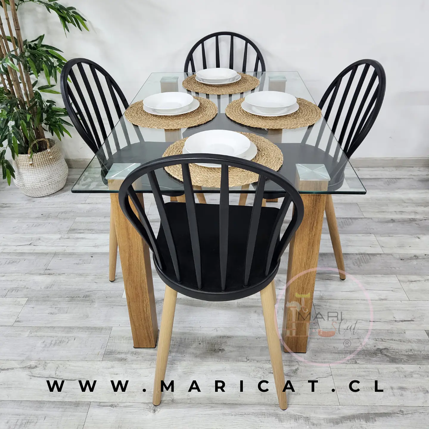 Comedor Rectangular Vidrio 4 Sillas Dublin Windsor – Mesa 80x75cm 2
