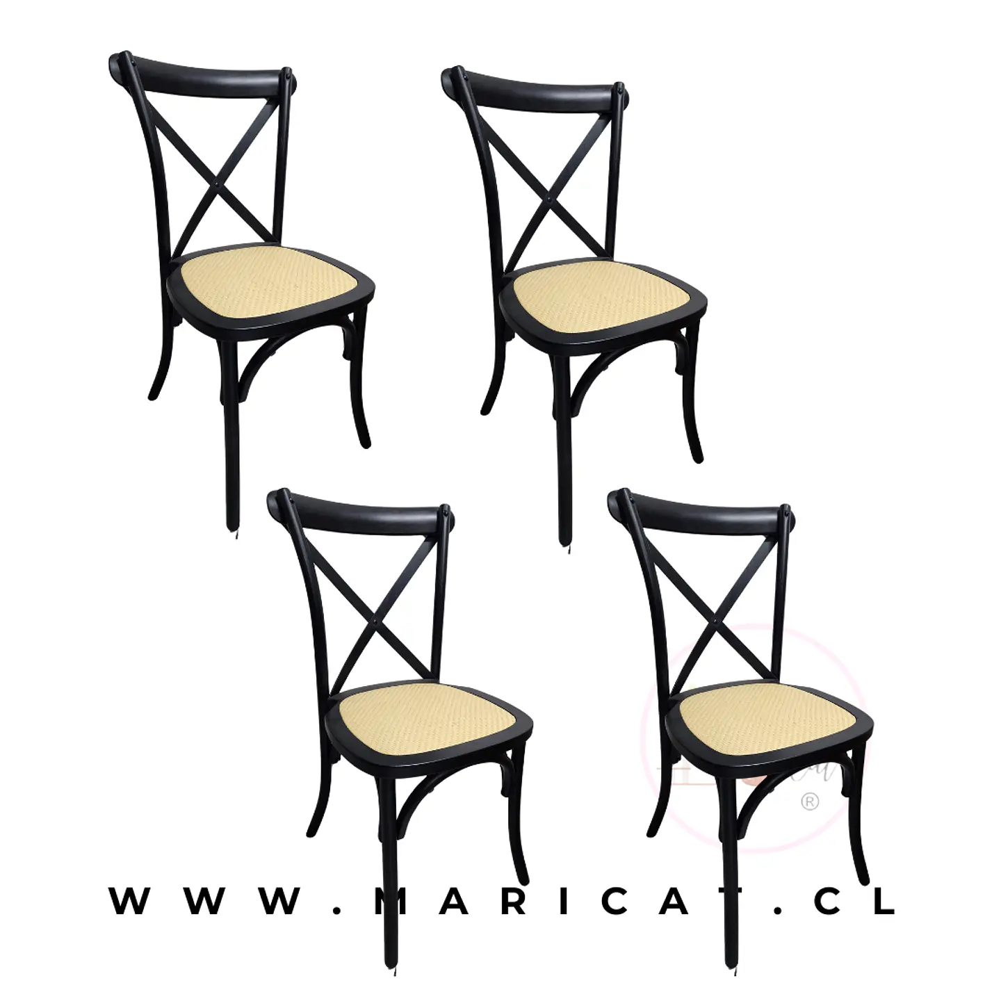 Packs 4 Silla Crossback de Madera Rattan- comedor terraza living eventos 14