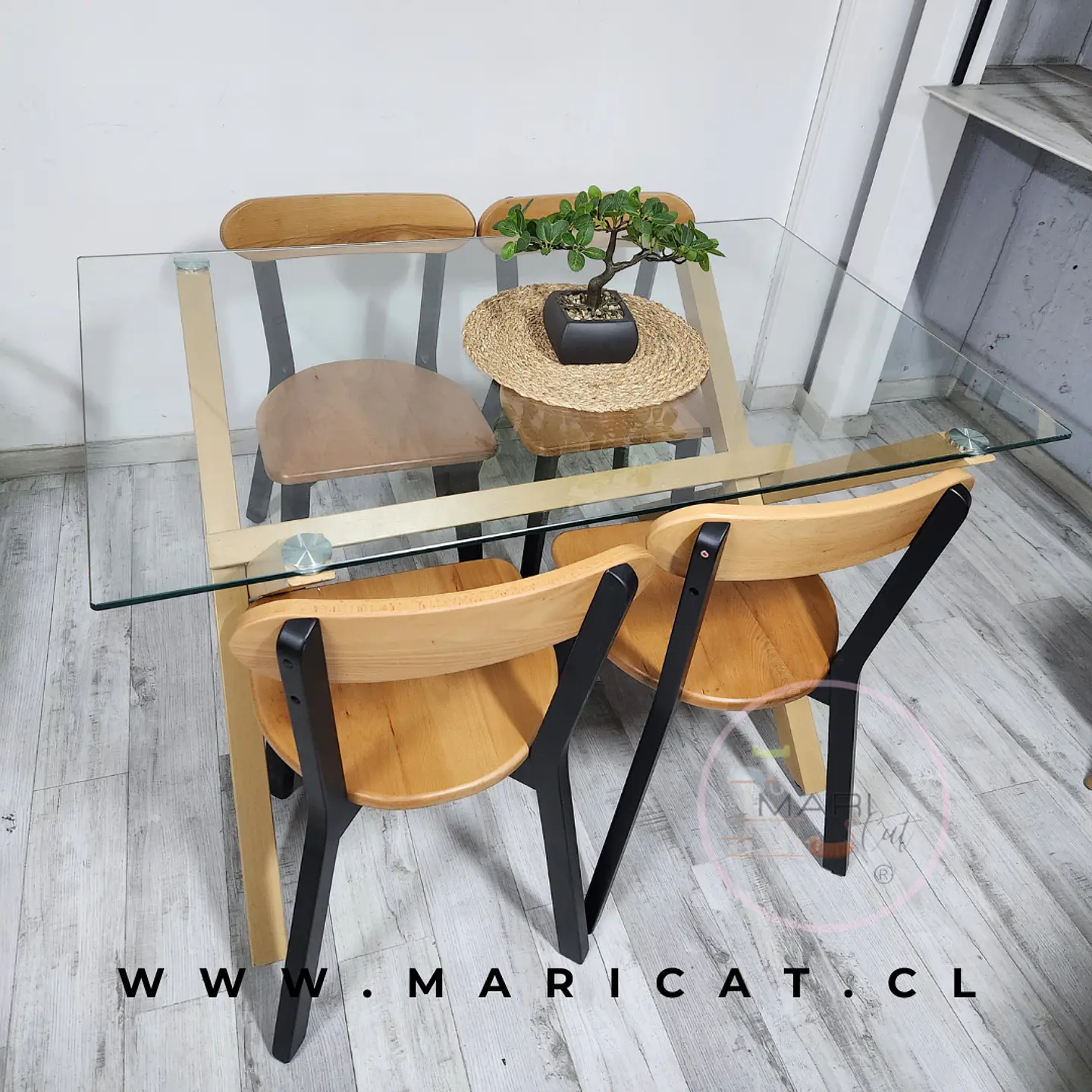Mesa Rectangular Chile Crossback Madrid  + Silla Fresno Madera 1