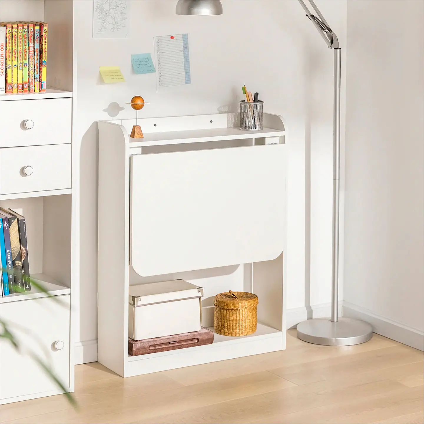 Escritorio Multifuncional MDF Blanco – con Cajón y Repisa 2